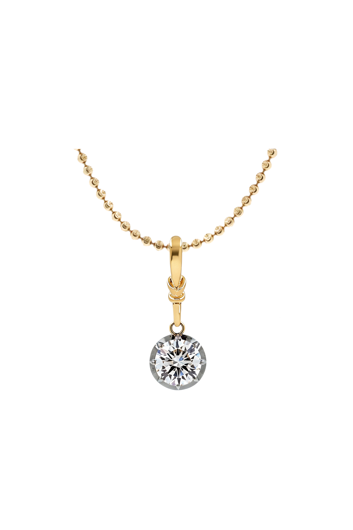 "Silk" Rose-Back Round Diamond Pendant Necklace