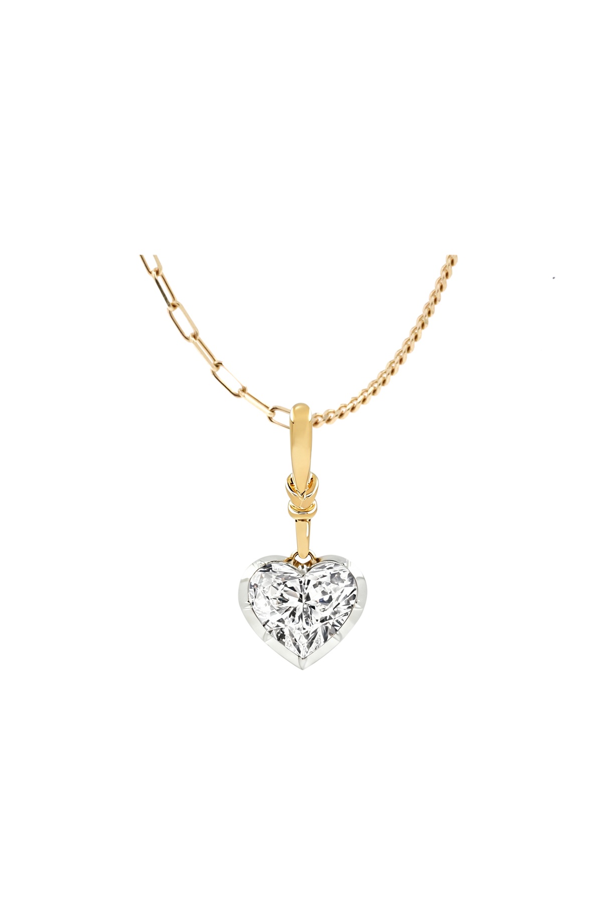 "Silk" Rose-Back Heart Diamond Pendant Necklace