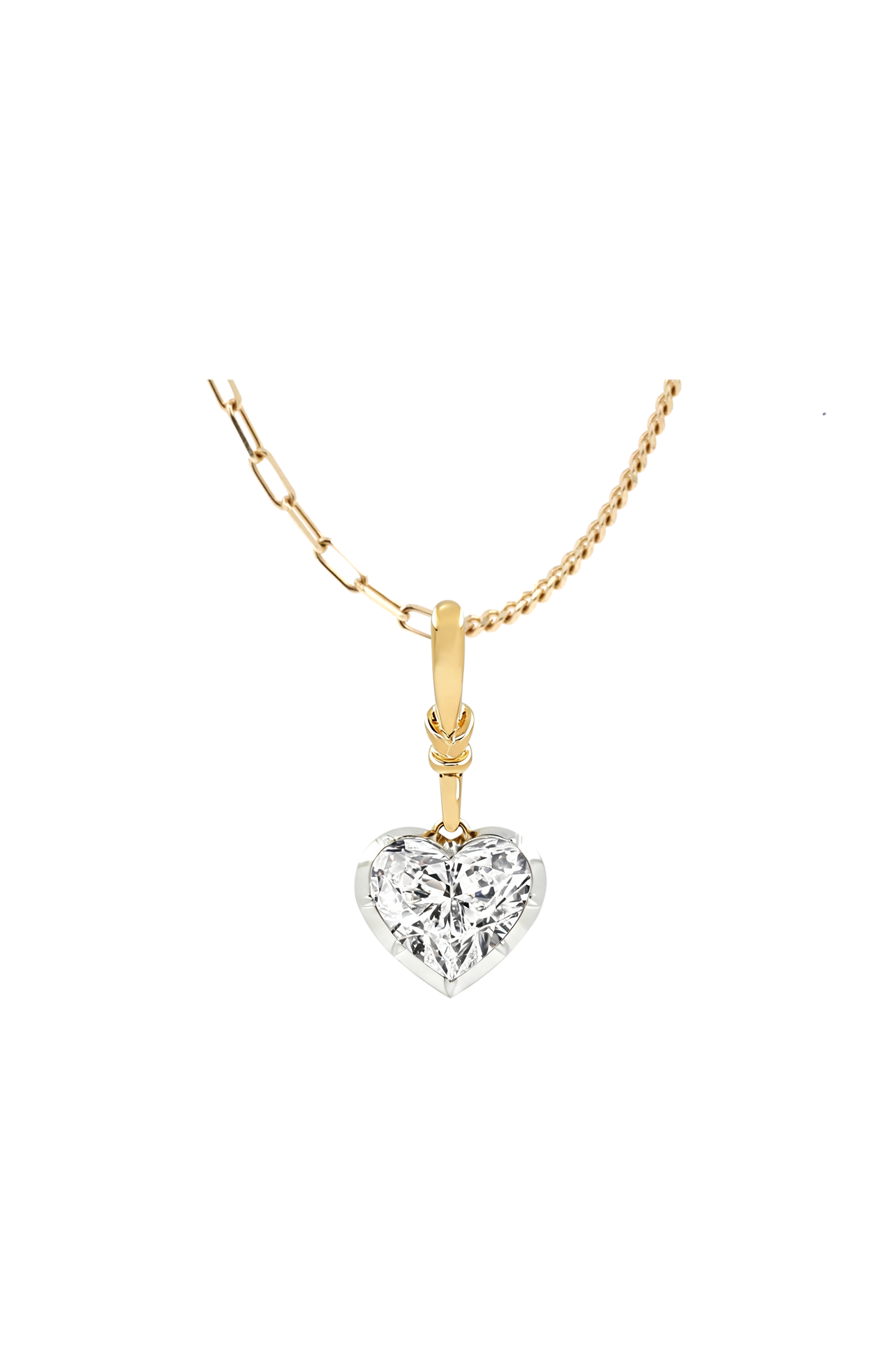 "Silk" Rose-Back Heart Diamond Pendant Necklace