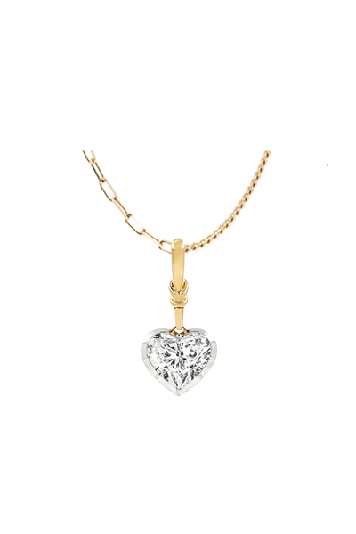 "Silk" Rose-Back Heart Diamond Pendant Necklace