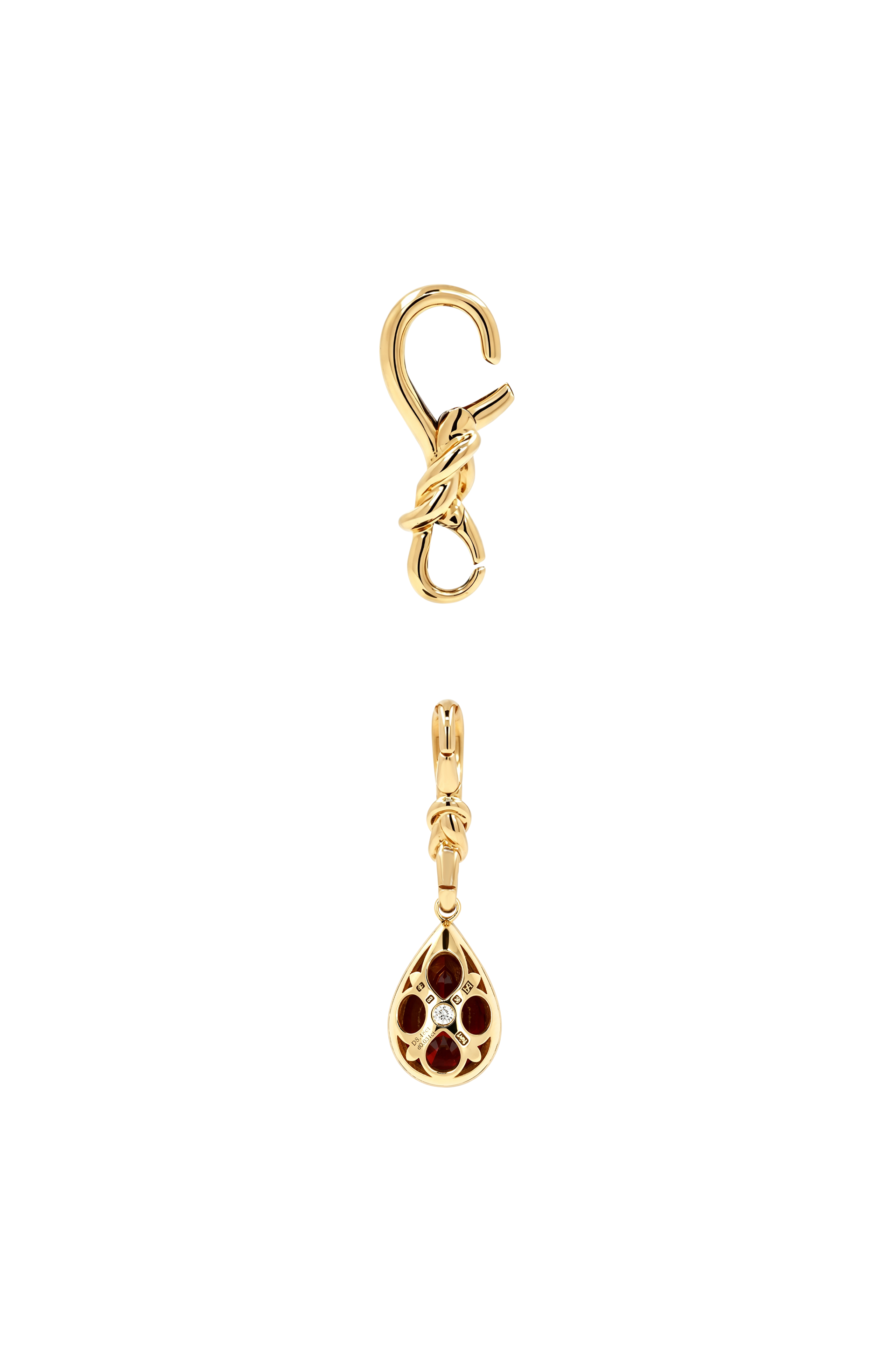 "Silk" Rose-Back Ruby Pear Pendant Necklace