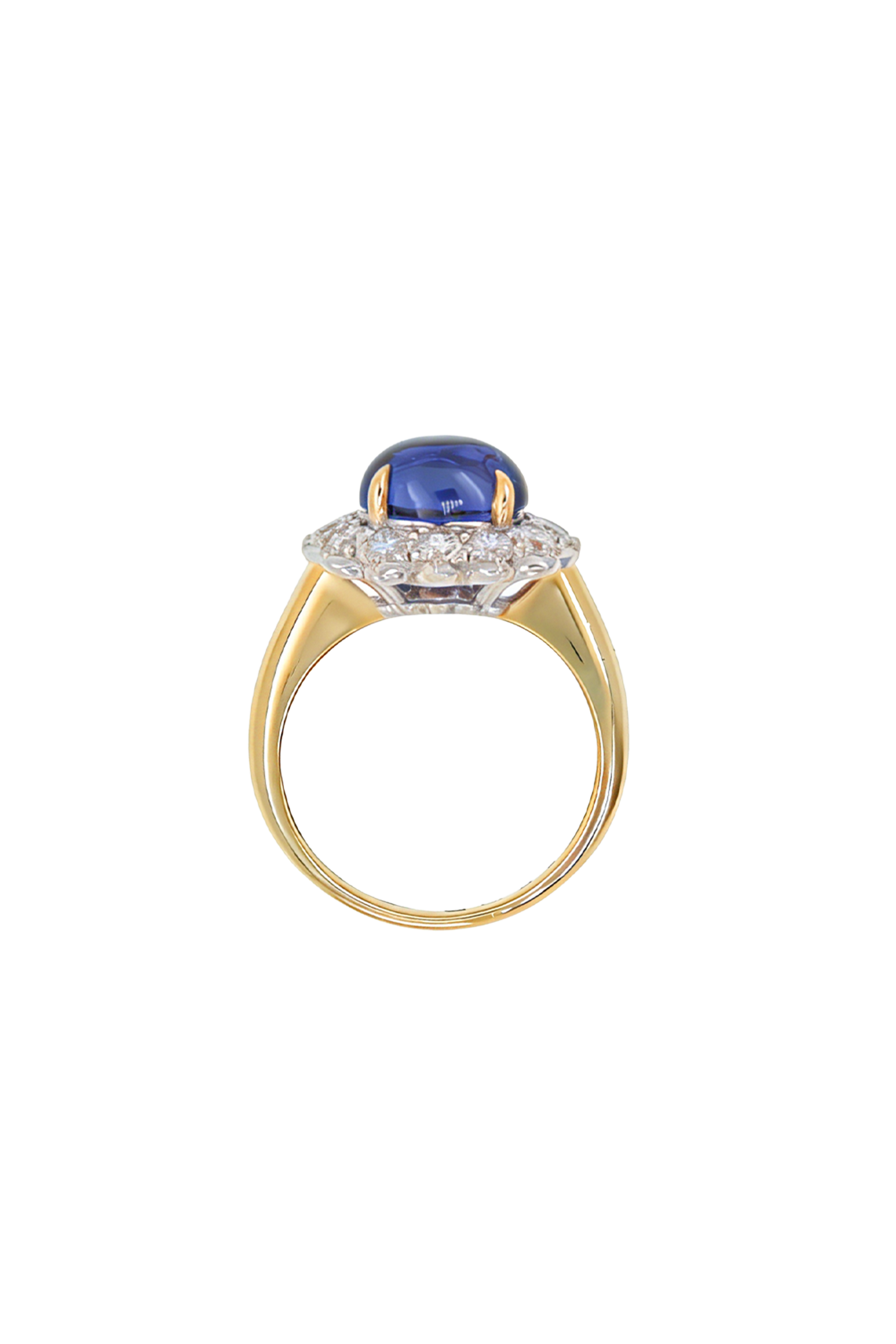 “Regency” Sapphire (3.2ct) Cabochon Diamond Ring