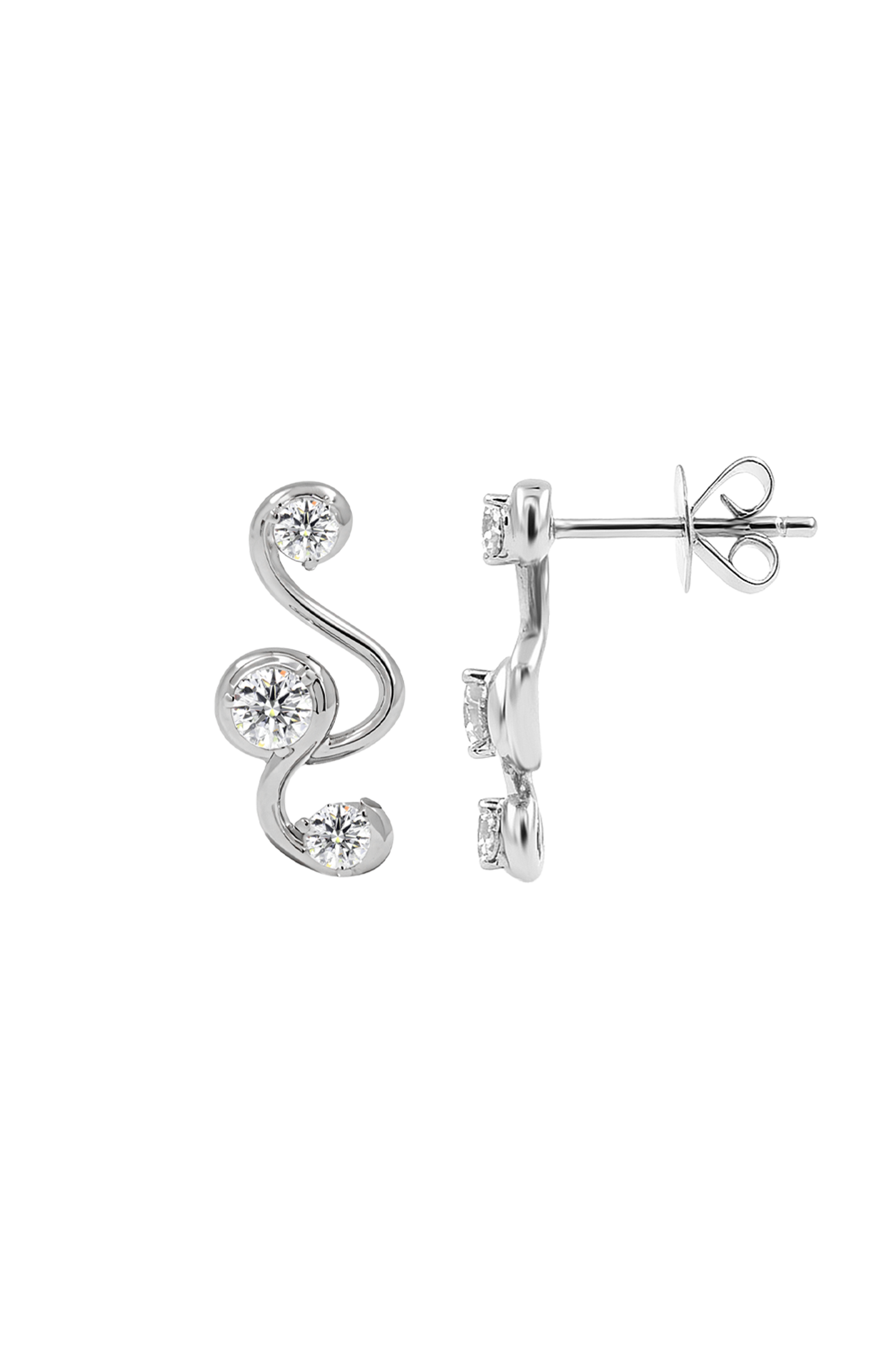"MFE" Petite Silver Treble Diamond Earrings