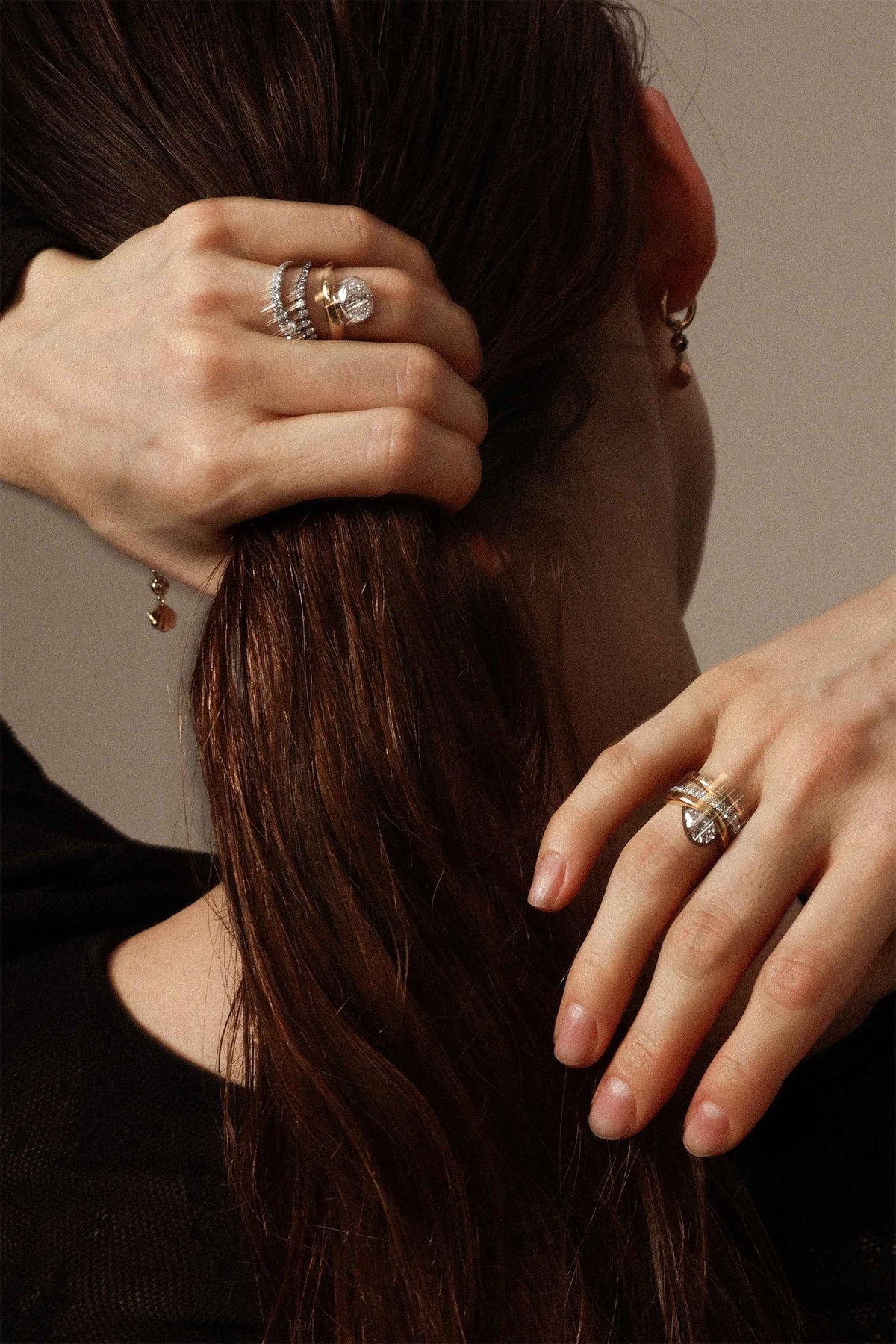 "Siren" Two-Tone Oval Diamond Tidepool Ring
