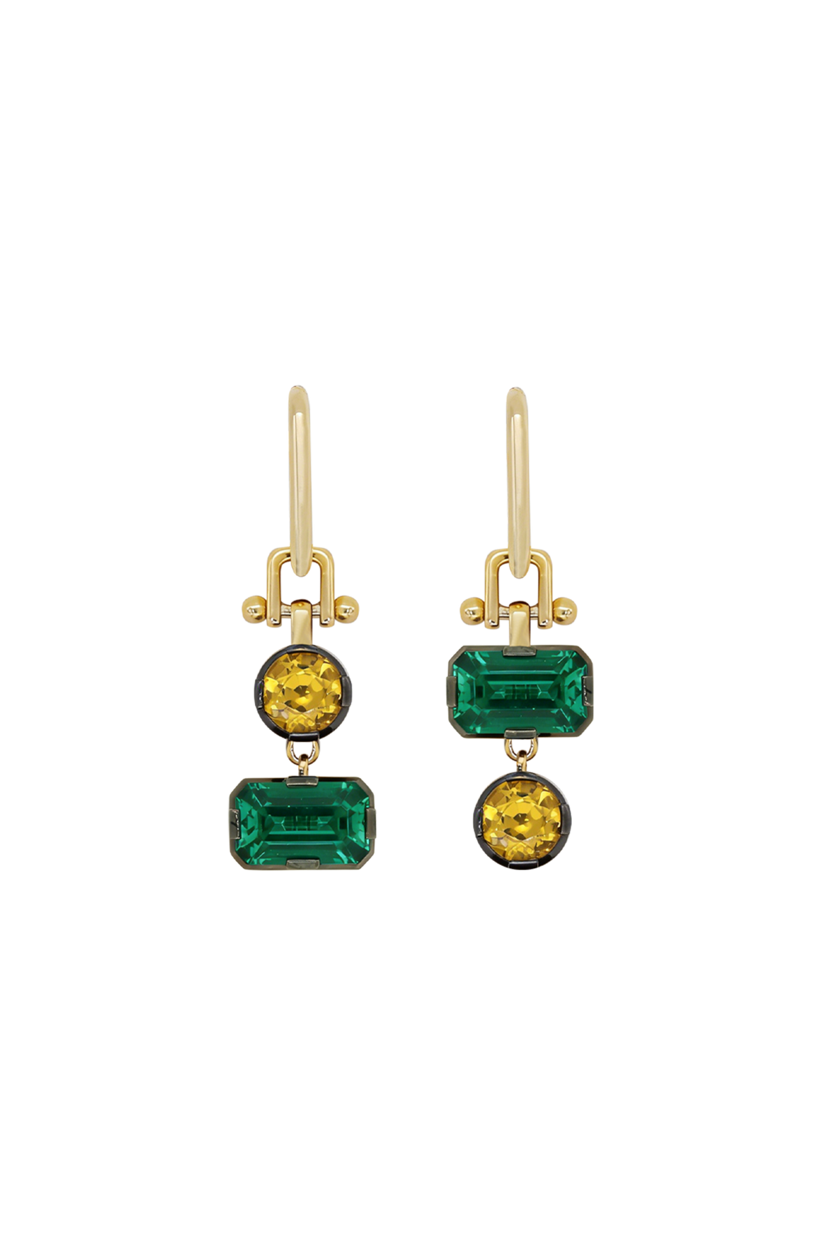 “Regency” AB Two-Tone Emerald & Yellow Sapphire Earrings