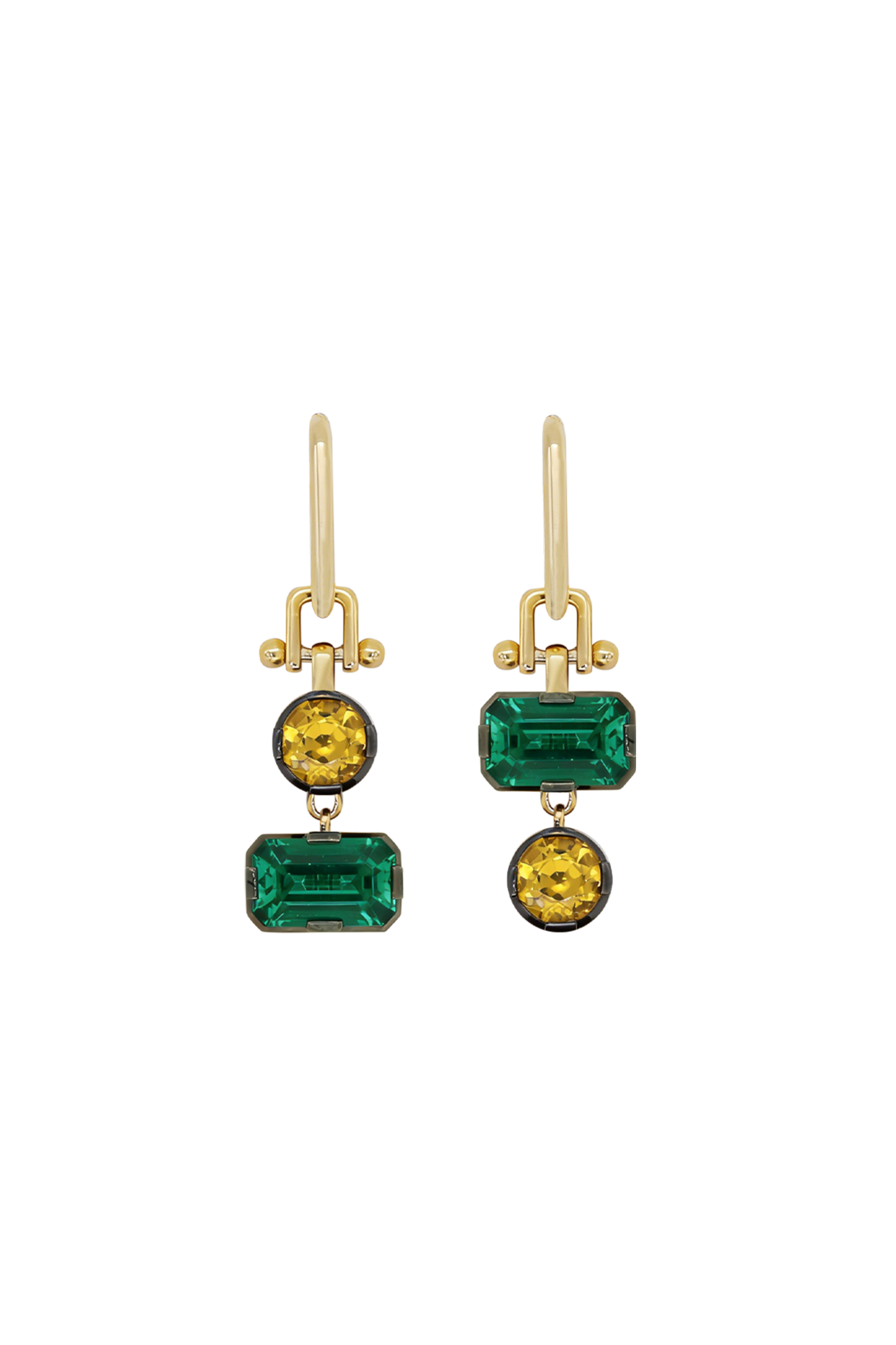 “Regency” AB Two-Tone Emerald & Yellow Sapphire Earrings