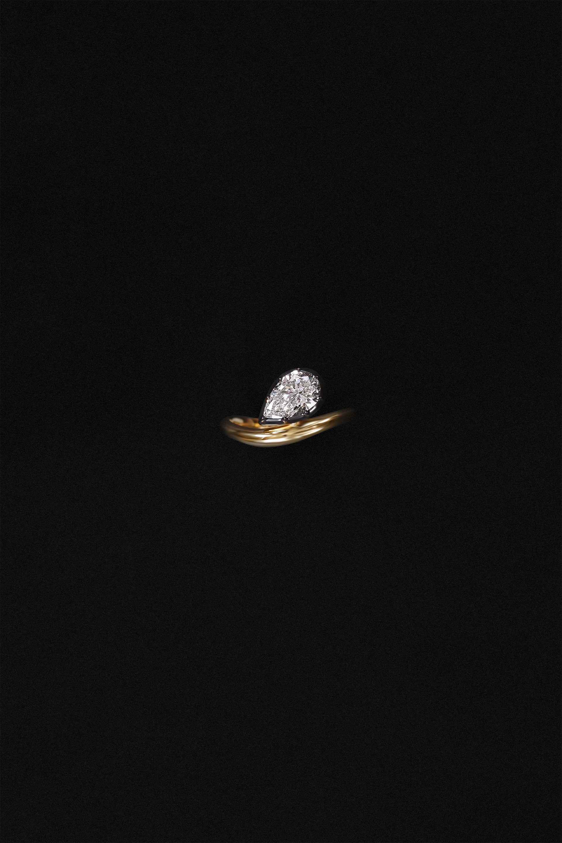 "Siren" Two-Tone Pear Diamond Tidepool Ring
