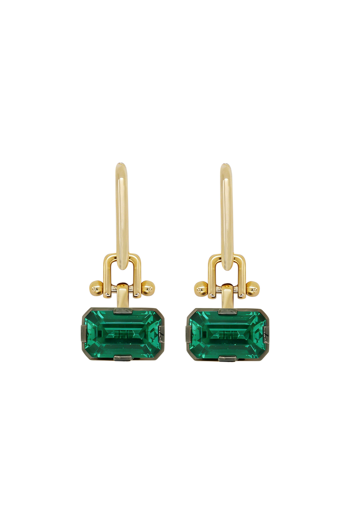 “Regency” Two-Tone Emerald Earrings