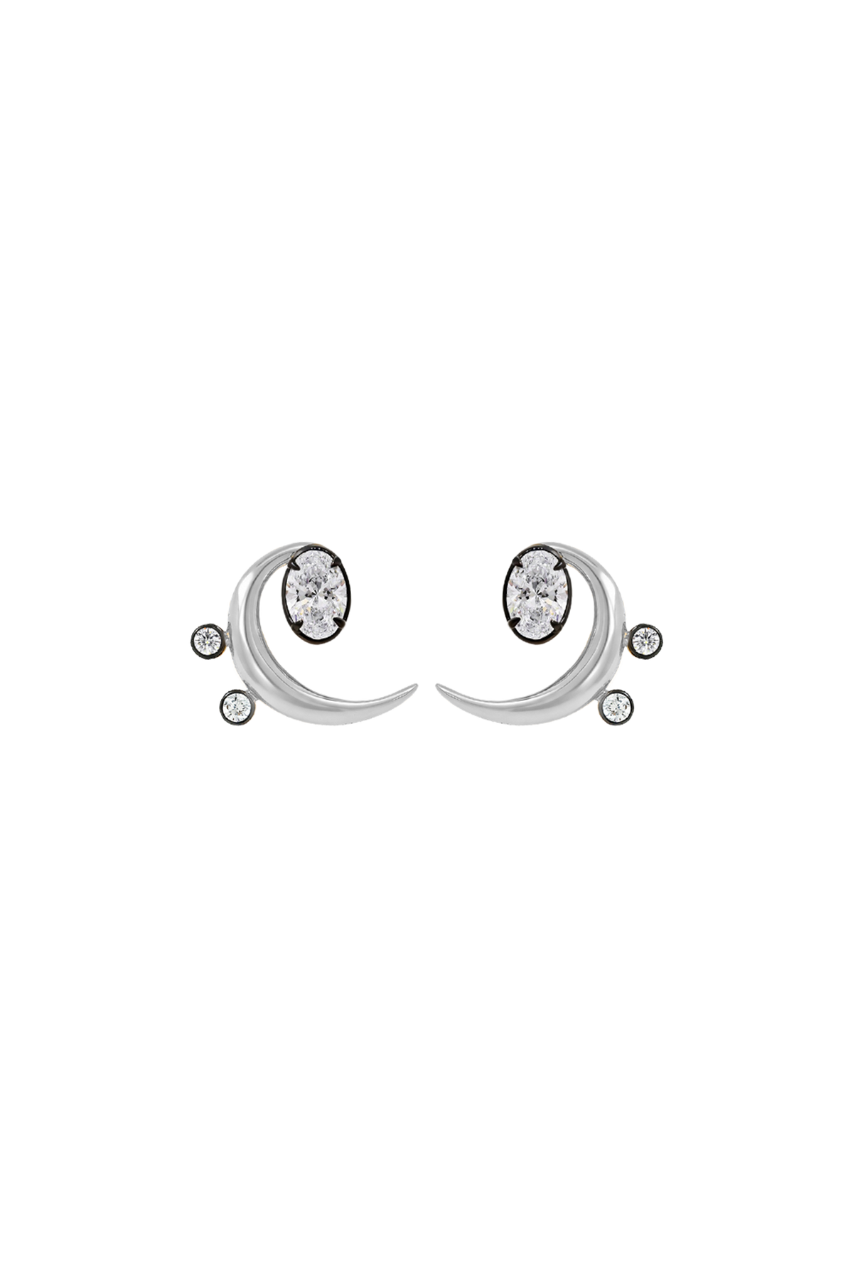 "MFE" Two-Tone Silver Bass Diamond Earrings