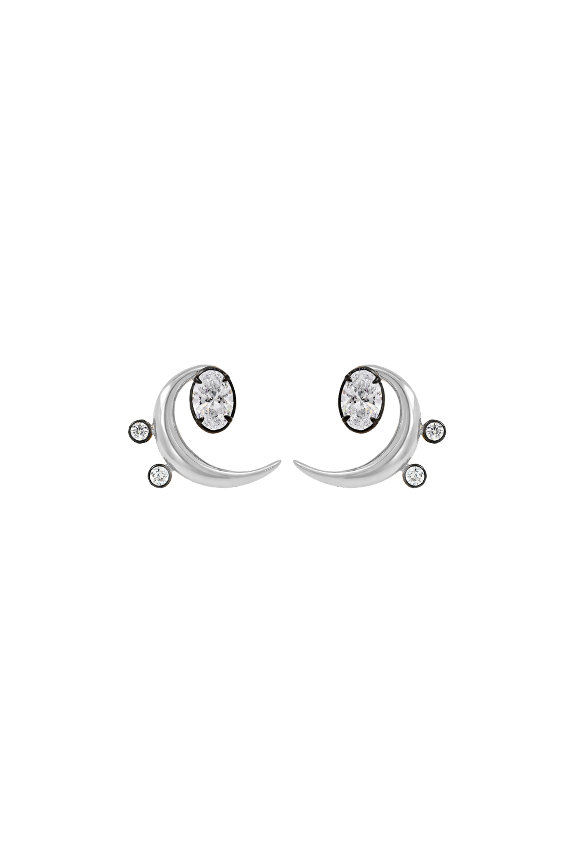 "MFE" Two-Tone Silver Bass Diamond Earrings
