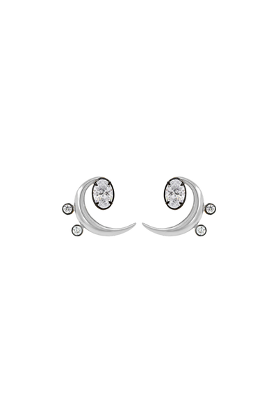 "MFE" Two-Tone Silver Bass Diamond Earrings