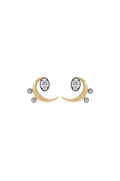 "MFE" Two-Tone 18k Bass Diamond Earrings