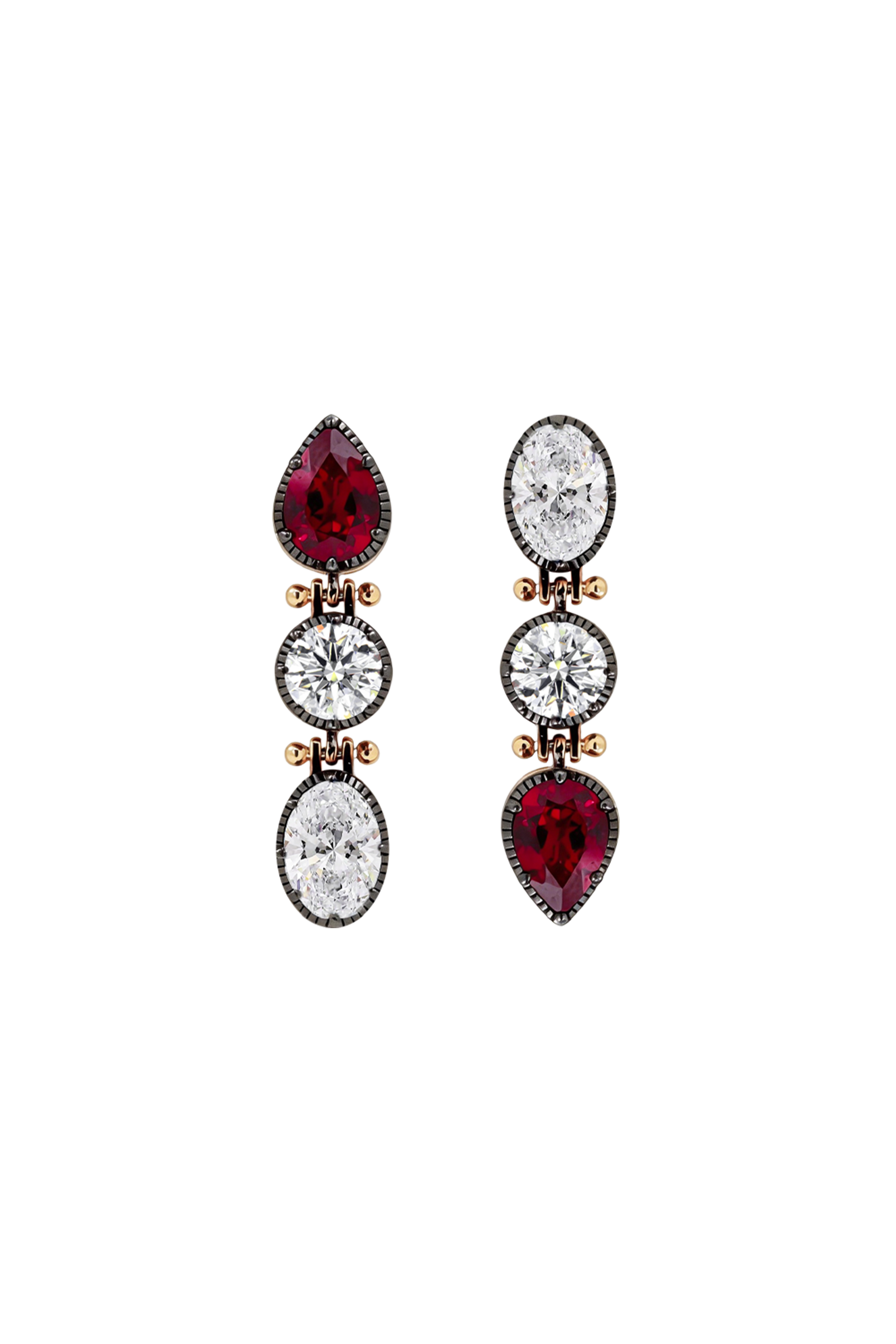 “Regency” AB Two-Tone Diamond & Ruby Earrings