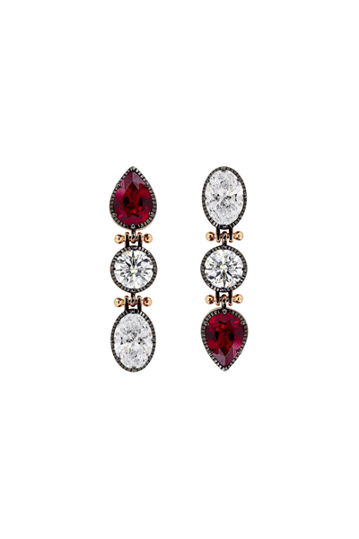 “Regency” AB Two-Tone Diamond & Ruby Earrings