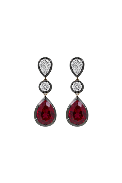 “Regency” Two-Tone Ruby & Diamond Chandelier Earrings