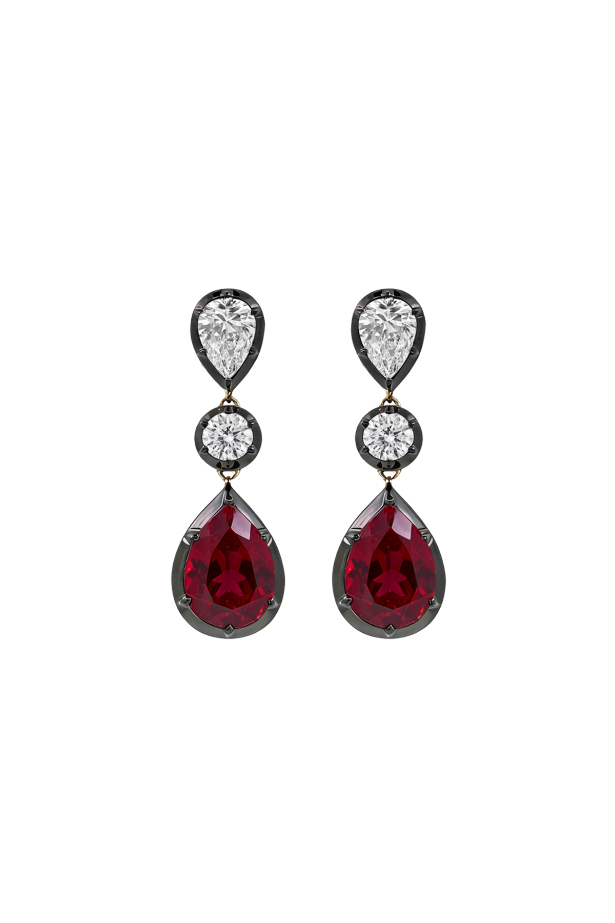 “Regency” Two-Tone Ruby & Diamond Chandelier Earrings