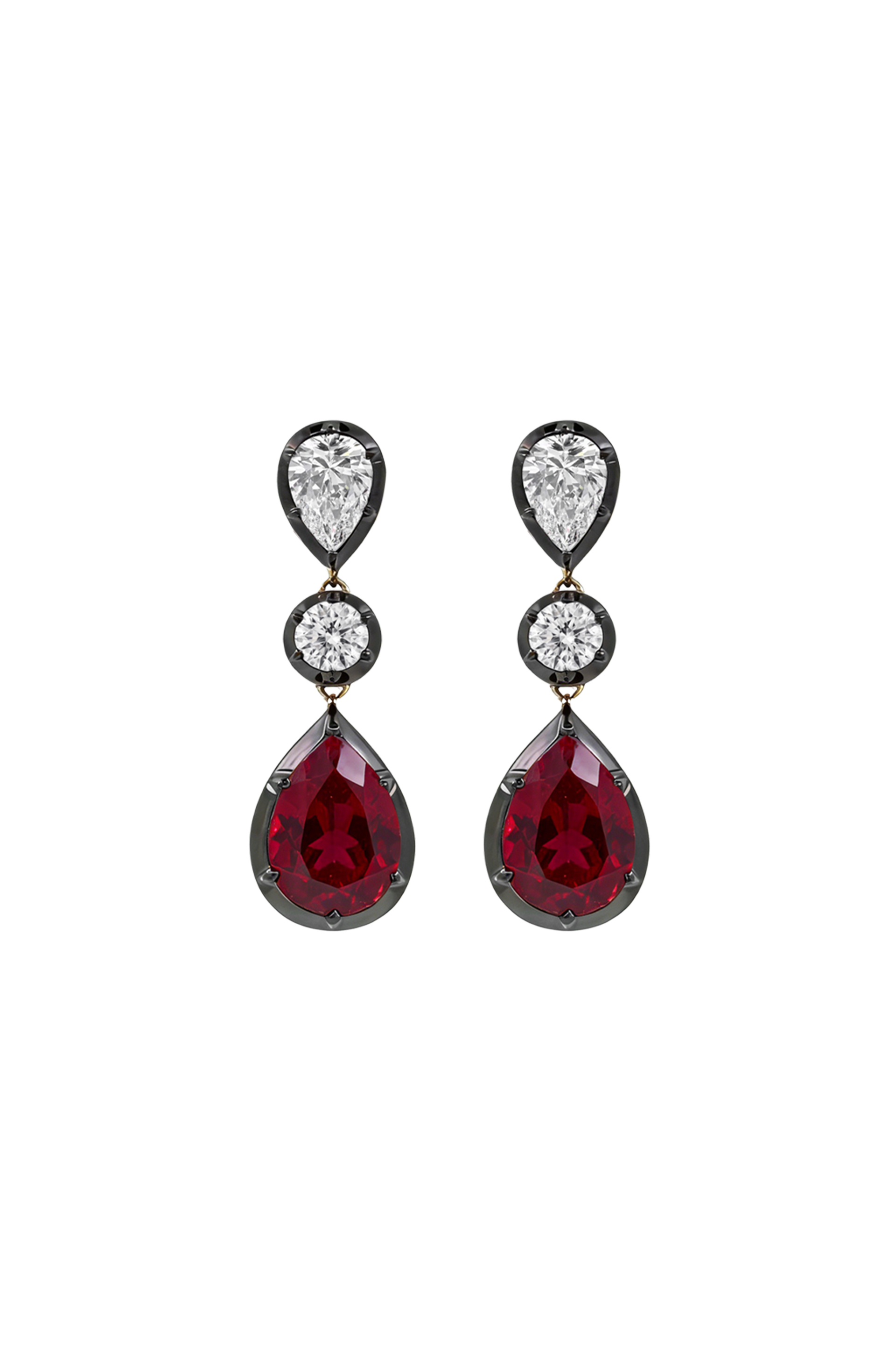“Regency” Two-Tone Ruby & Diamond Chandelier Earrings