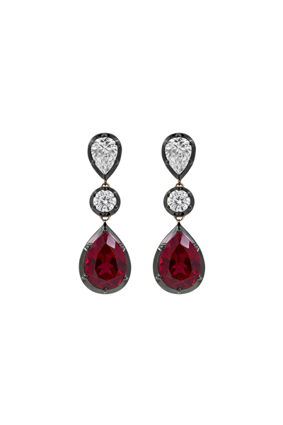 “Regency” Two-Tone Ruby & Diamond Chandelier Earrings