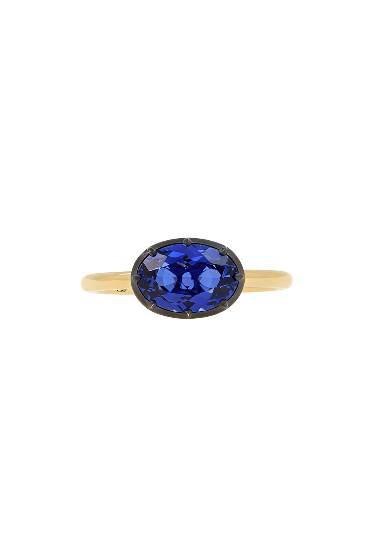 “Regency” Two-Tone East-West Sapphire Rose-Back Ring