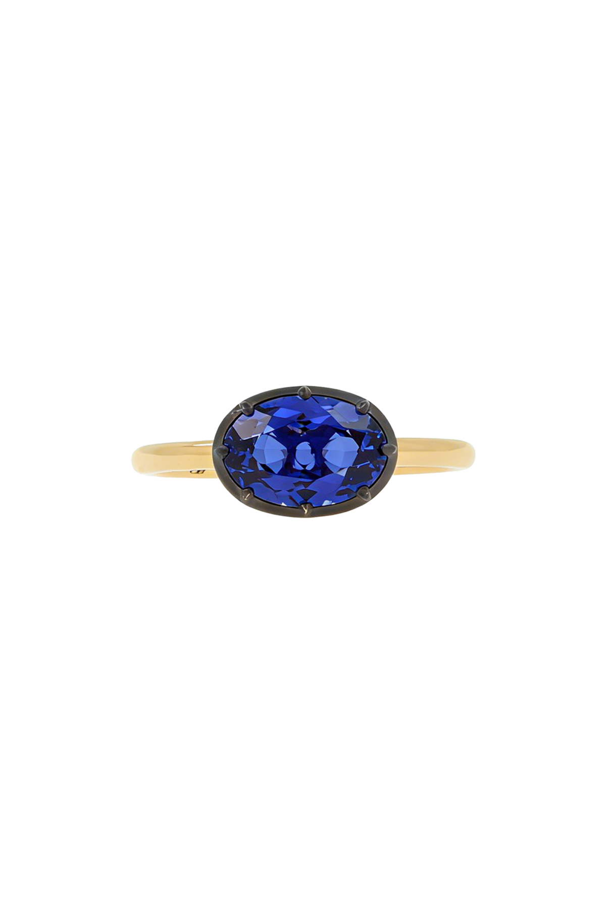 “Regency” Two-Tone Sleeping Oval Sapphire Rose-Back Ring