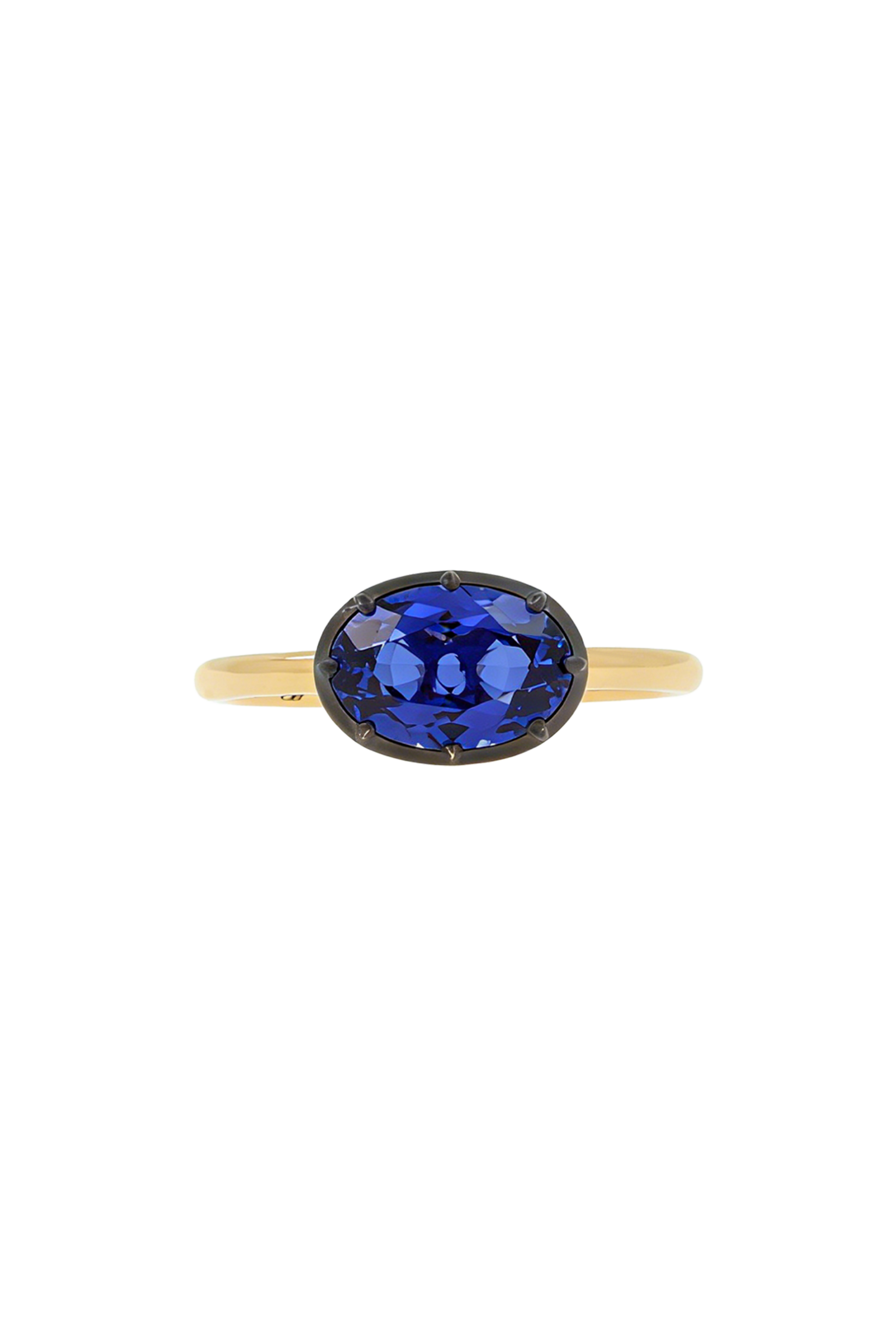 “Regency” Two-Tone Sleeping Oval Sapphire Rose-Back Ring