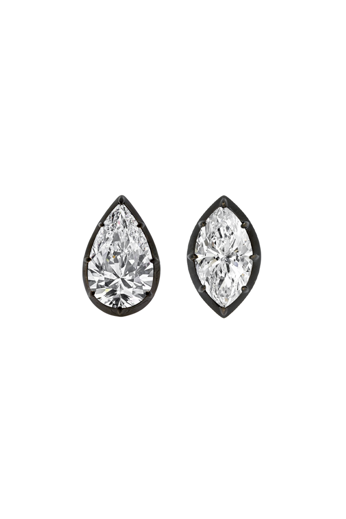 “Regency” Two-Tone Marquise (1.09ct) Rose-Back Studs