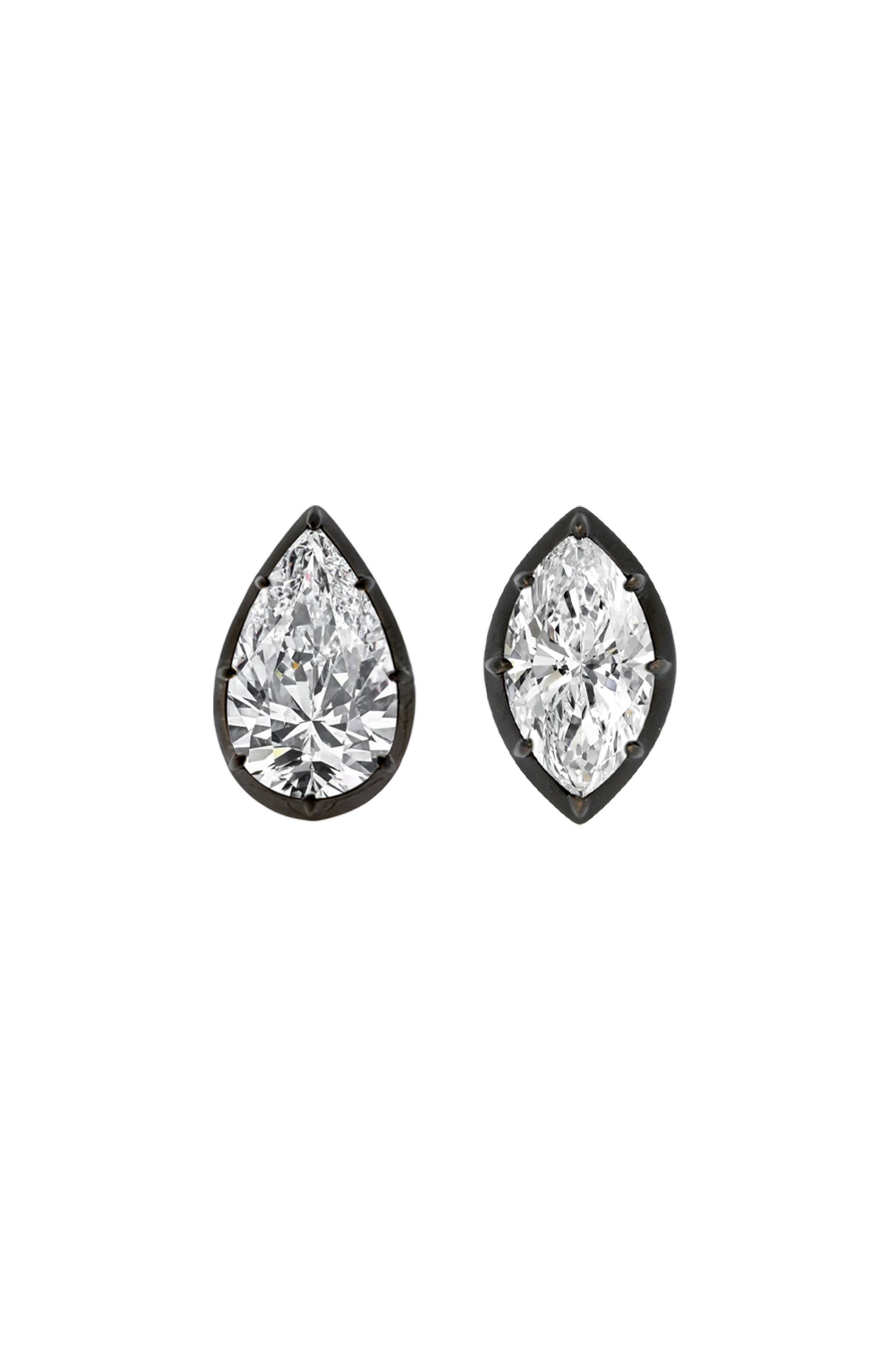 “Regency” Two-Tone Pear (1.48ct) Rose-Back Studs