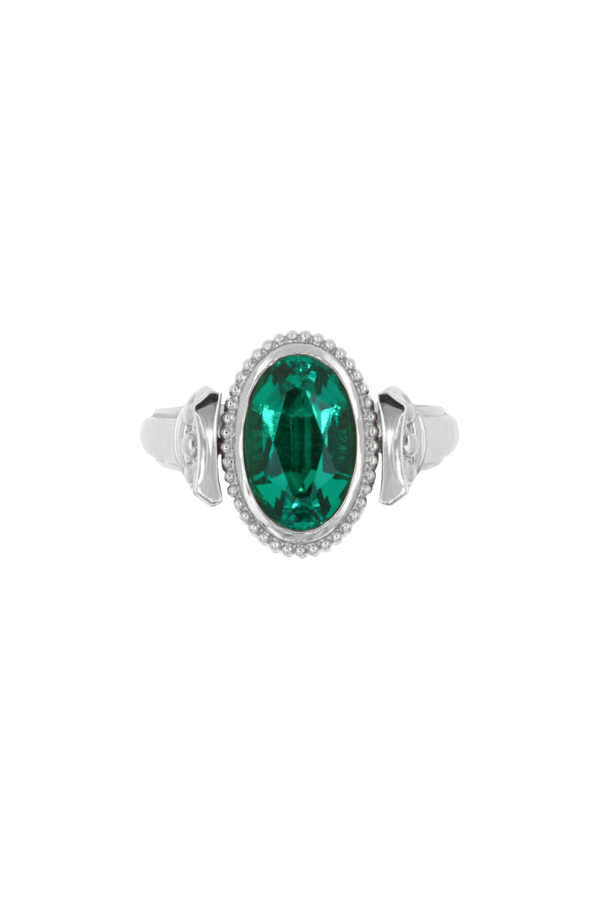 “Regency” Emerald Silver Duality Signet Ring