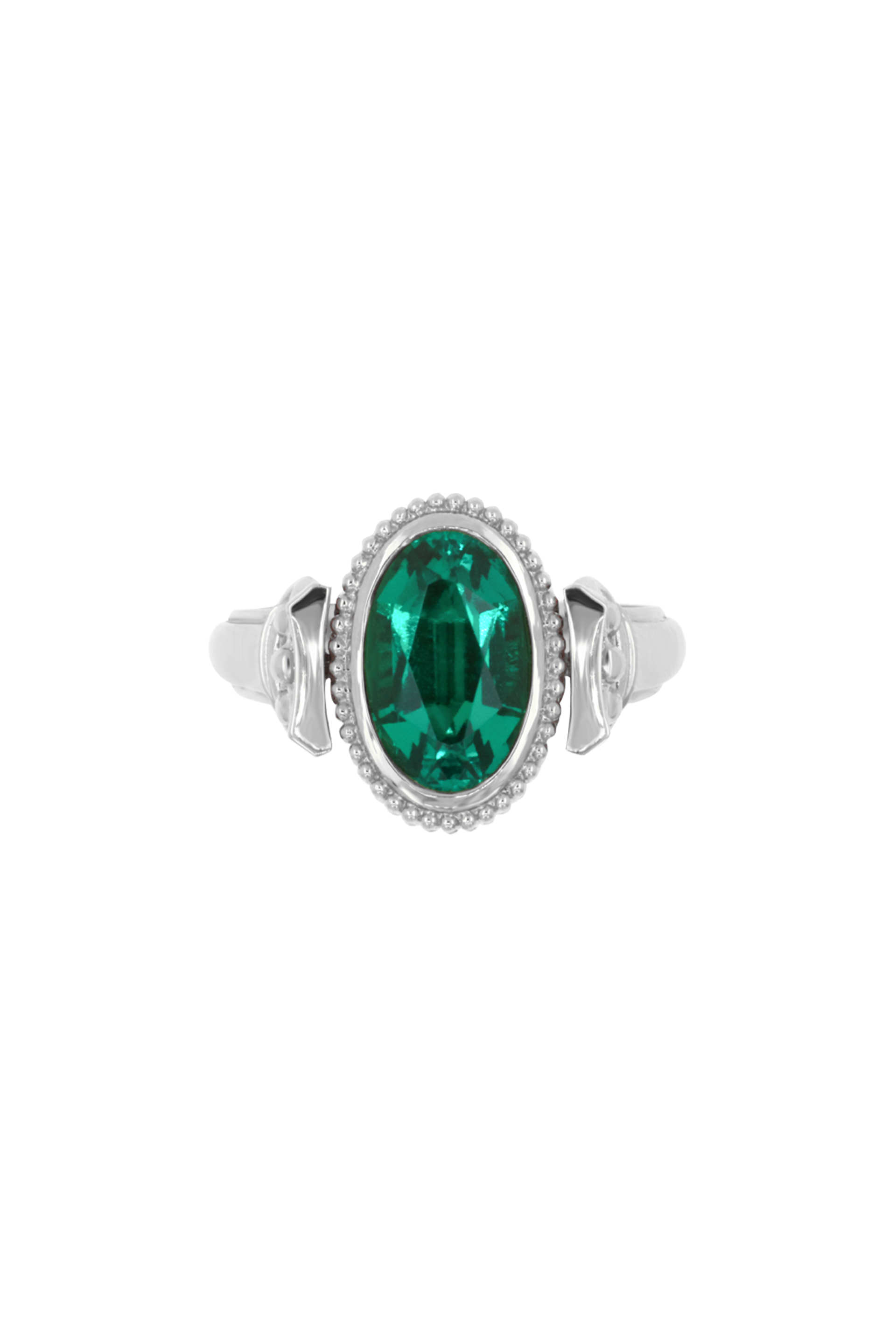 “Regency” Emerald Silver Duality Signet Ring