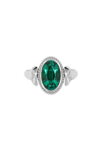 “Regency” Emerald Silver Duality Signet Ring