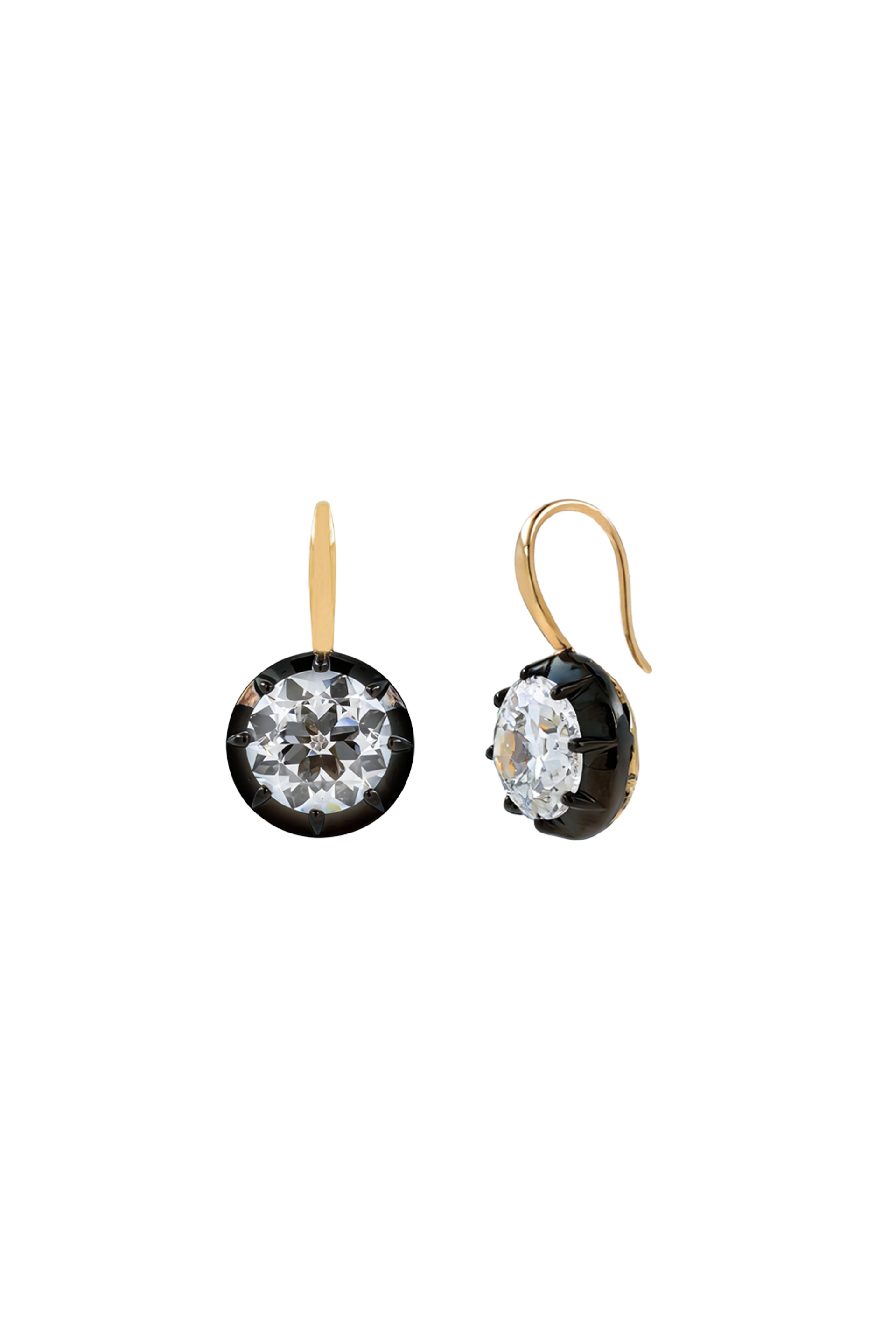 “Regency” Two-Tone Round (3ct each) Rose-Back Diamond Studs