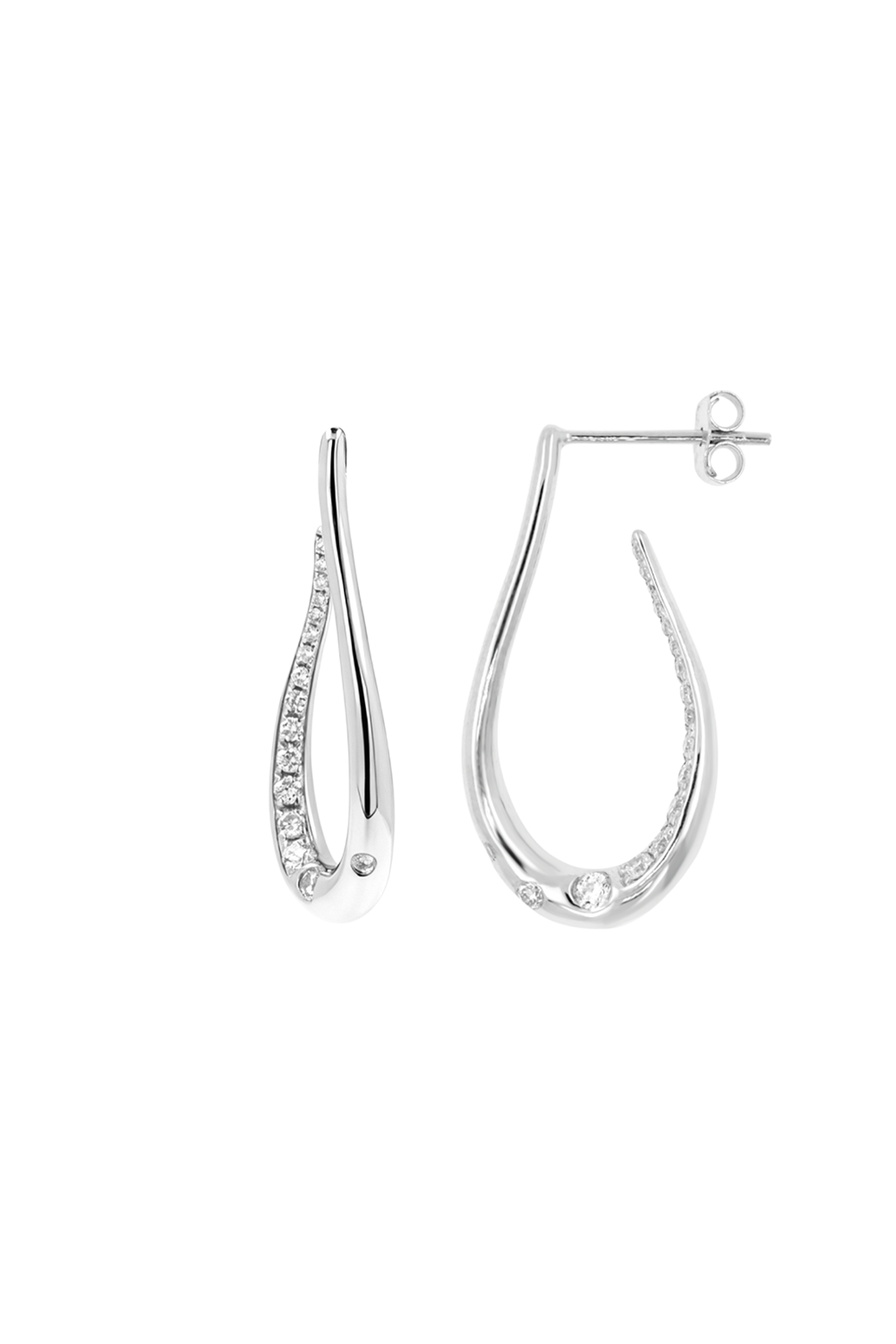 "Siren" Silver Pavé Beckon Diamond Earrings
