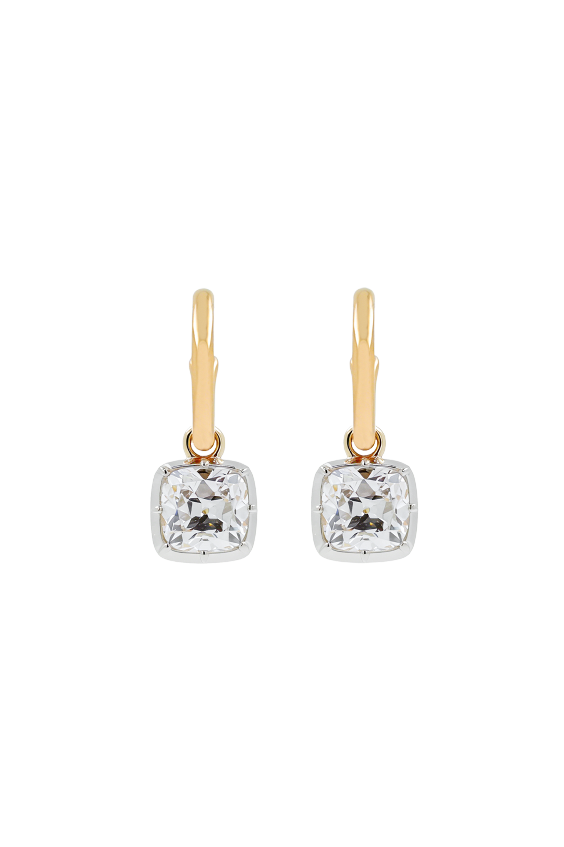 “Regency” Two-Tone Cushion (2ct) Rose-Back Earrings