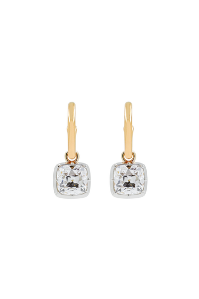 “Regency” Two-Tone Cushion (2ct) Rose-Back Earrings