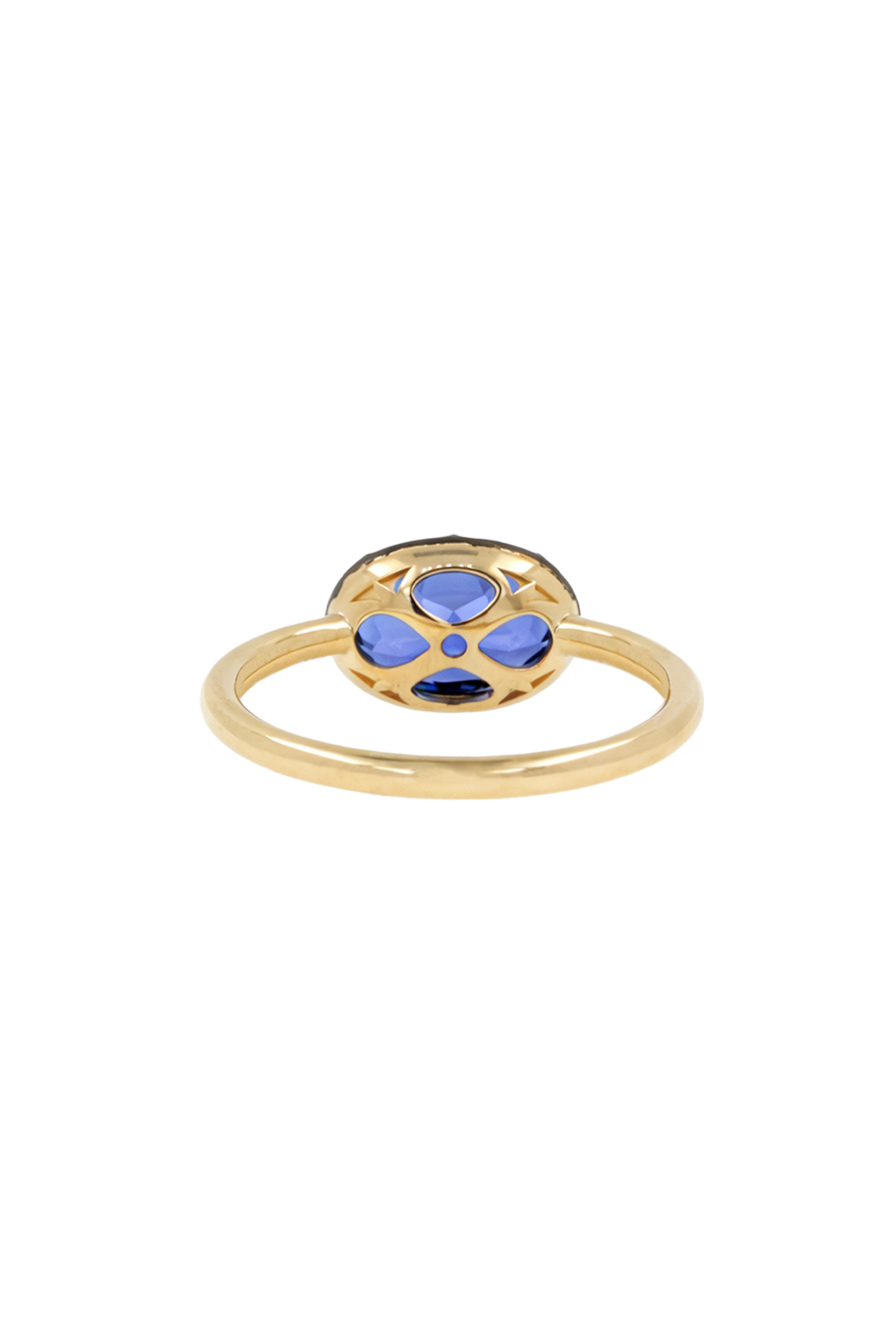 “Regency” Two-Tone Sleeping Oval Sapphire Rose-Back Ring