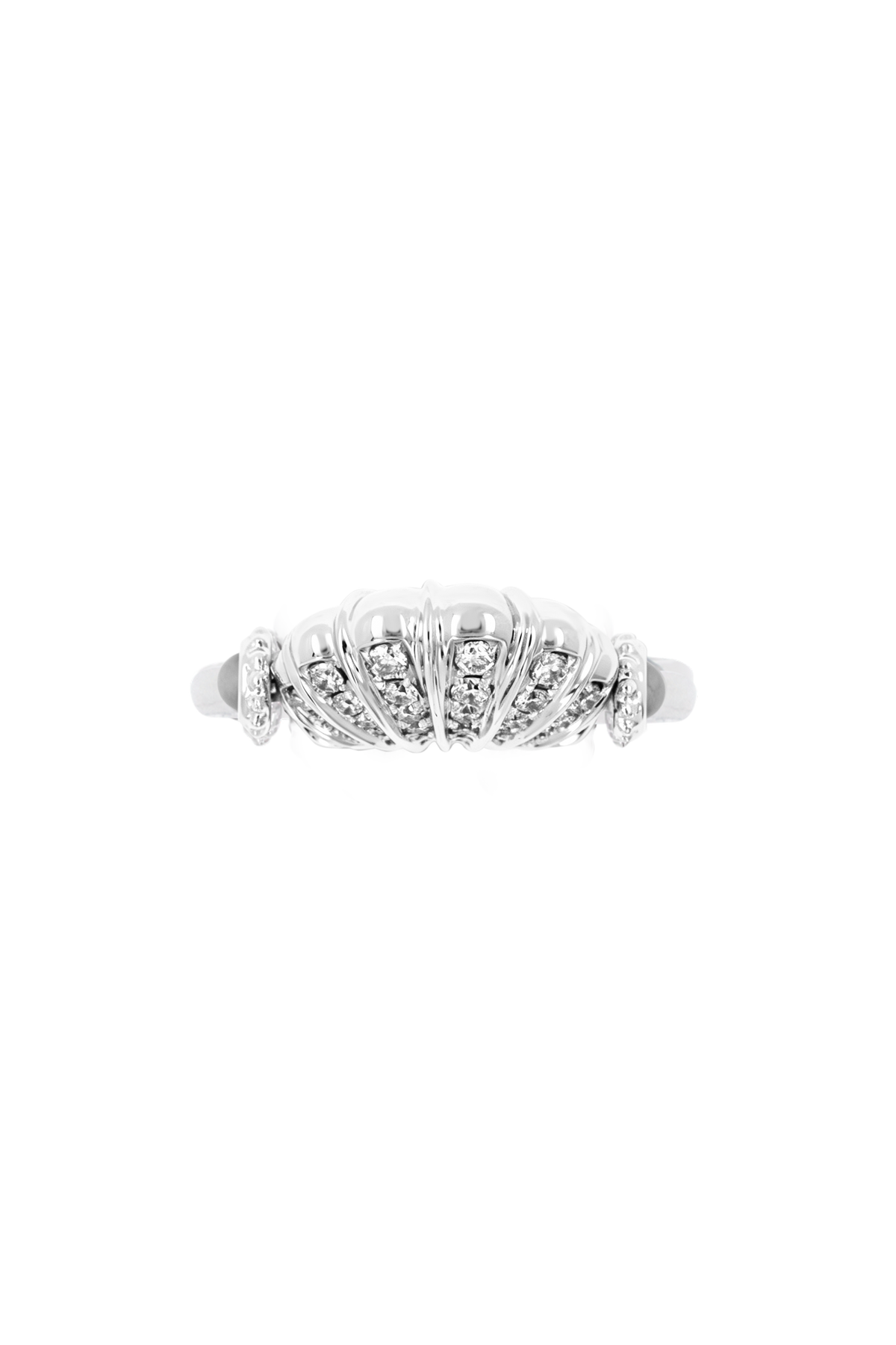 "Siren" Pavé Silver Scallop Duality Diamond Ring