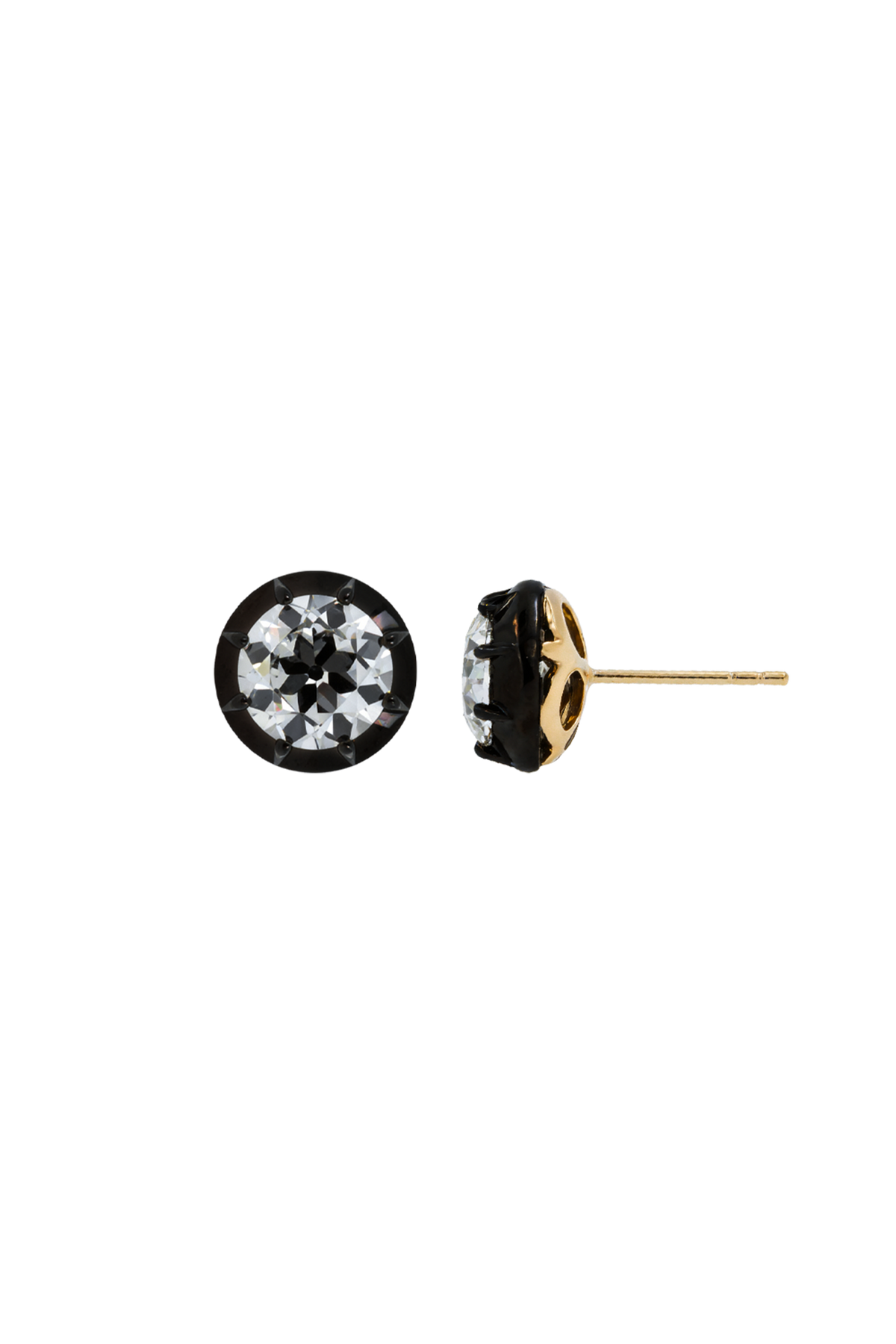 “Regency” Two-Tone Round (2.08ct) Rose-Back Studs