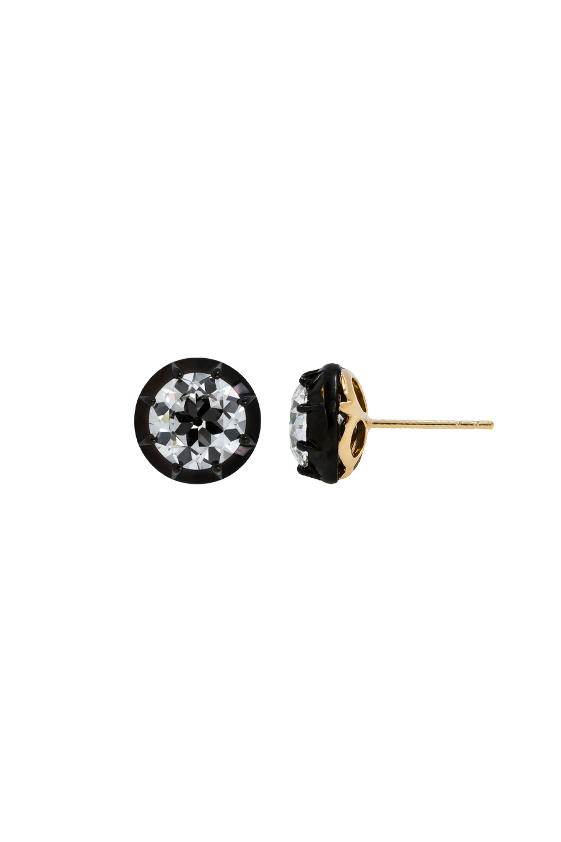 “Regency” Two-Tone Round (2.08ct) Rose-Back Studs
