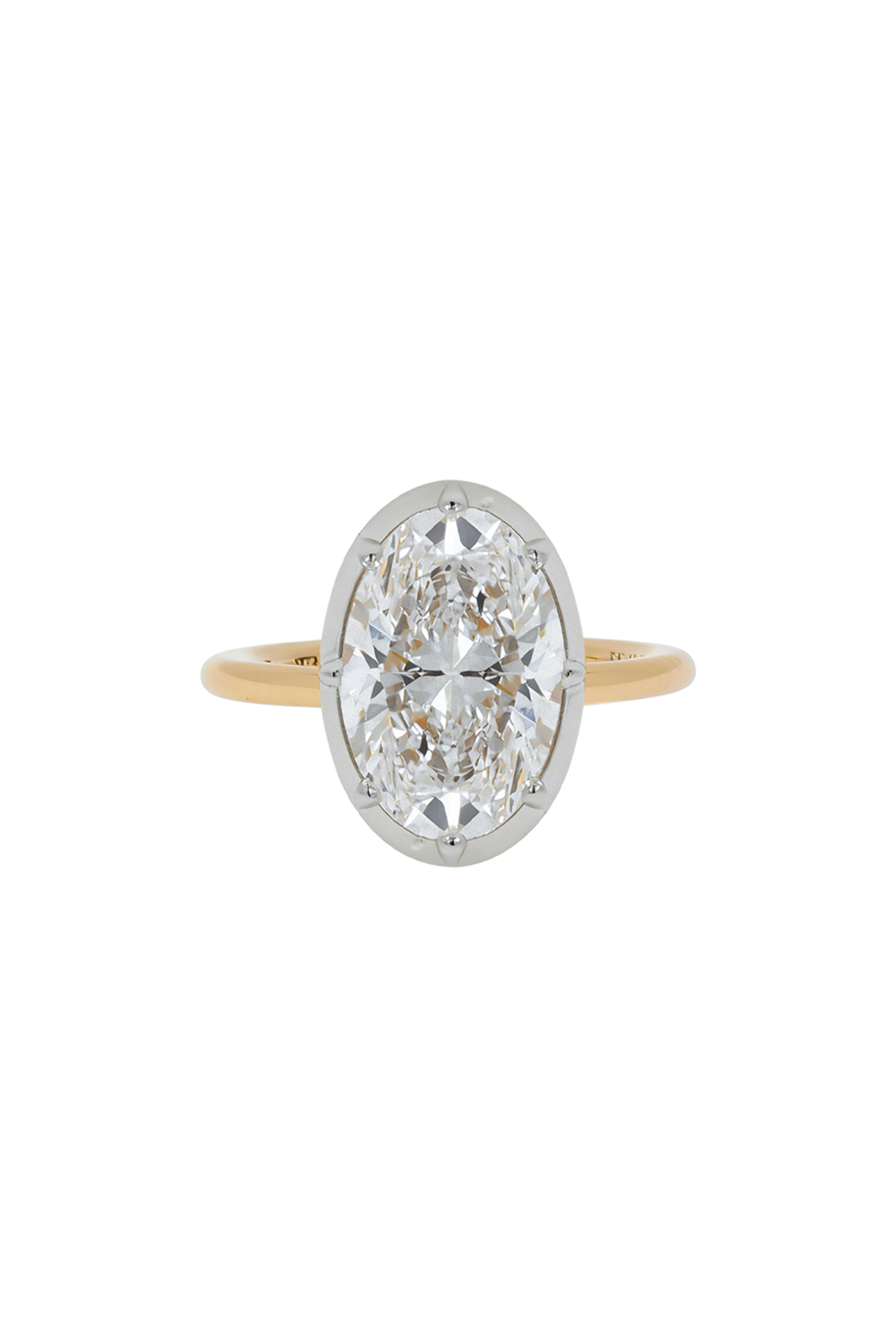 “Regency” Two-Tone Oval (8.01ct) Rose-Back Ring