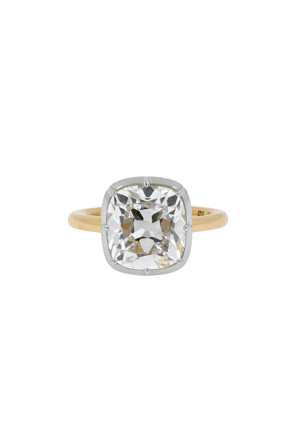 “Regency” Two-Tone Cushion Diamond (5.01ct) Rose-Back Ring