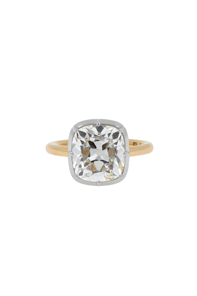 “Regency” Two-Tone Cushion Diamond (5.01ct) Rose-Back Ring