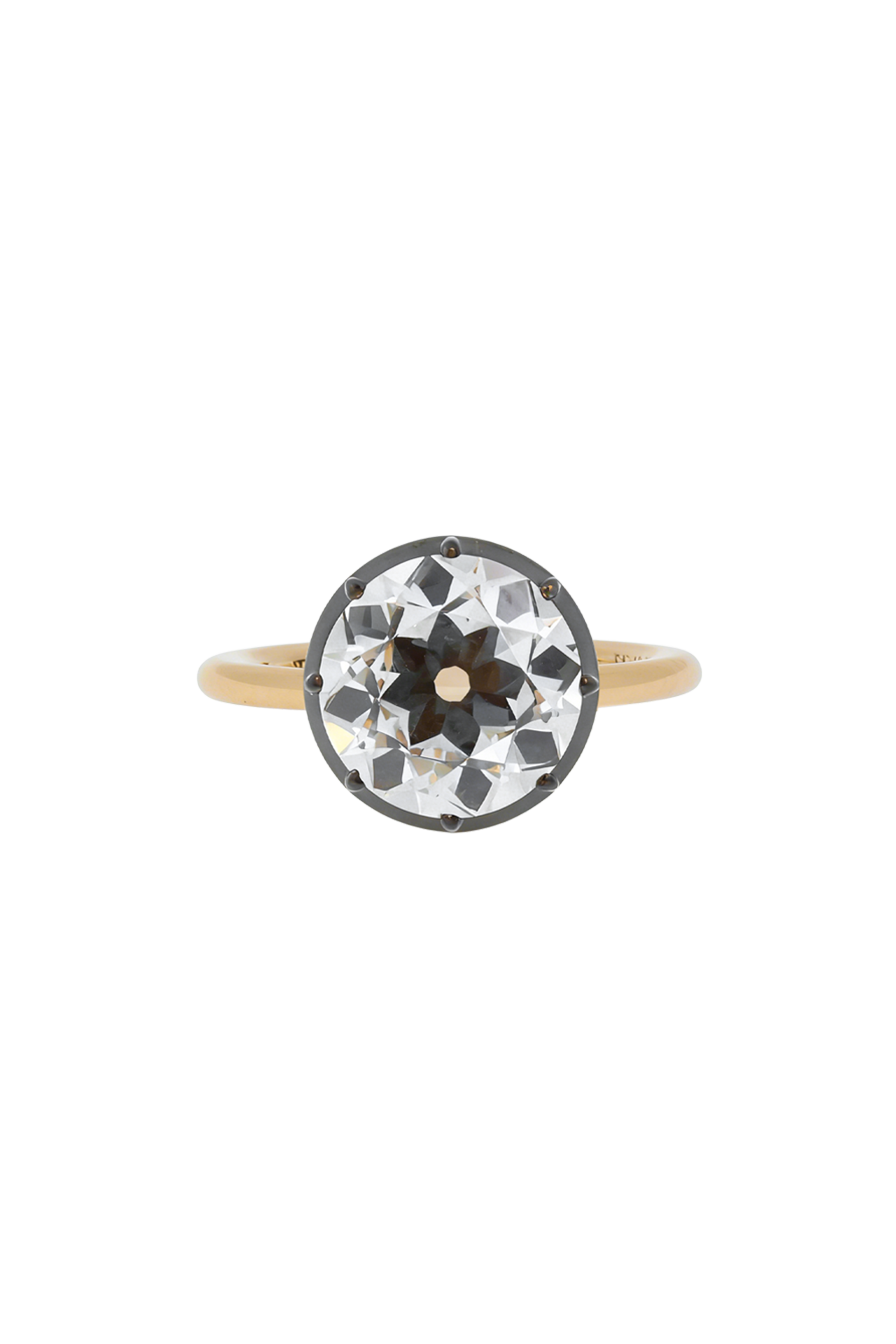 “Regency” Two-Tone Round (3.15ct) Rose-Back Ring