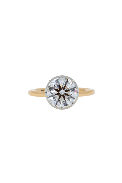 “Regency” Two-Tone Round (3.01ct) Rose-Back Ring