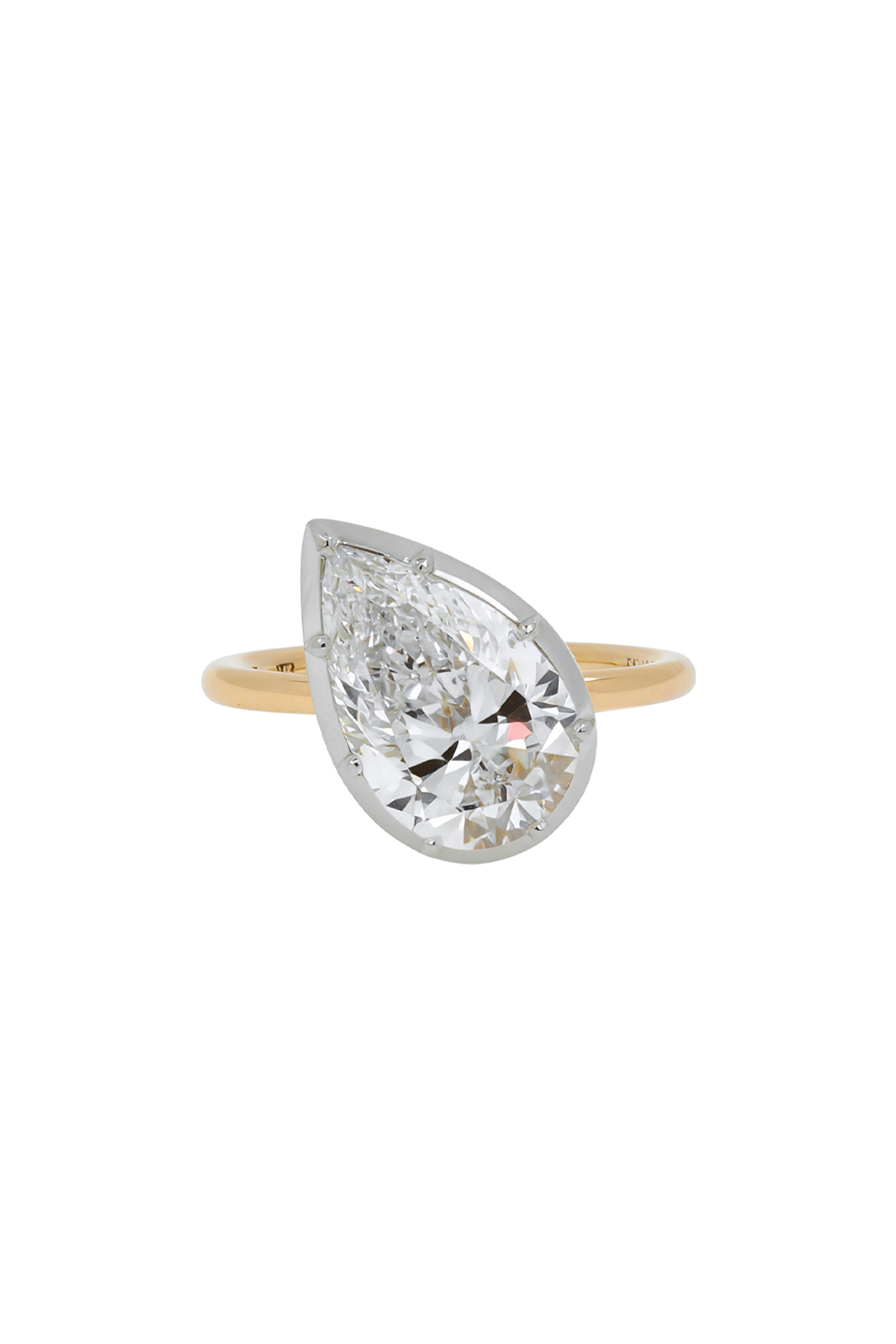 “Regency” Pear Diamond (3.03ct) Rose-Back Tilt Ring
