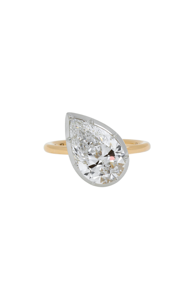 “Regency” Pear Diamond (3.03ct) Rose-Back Tilt Ring