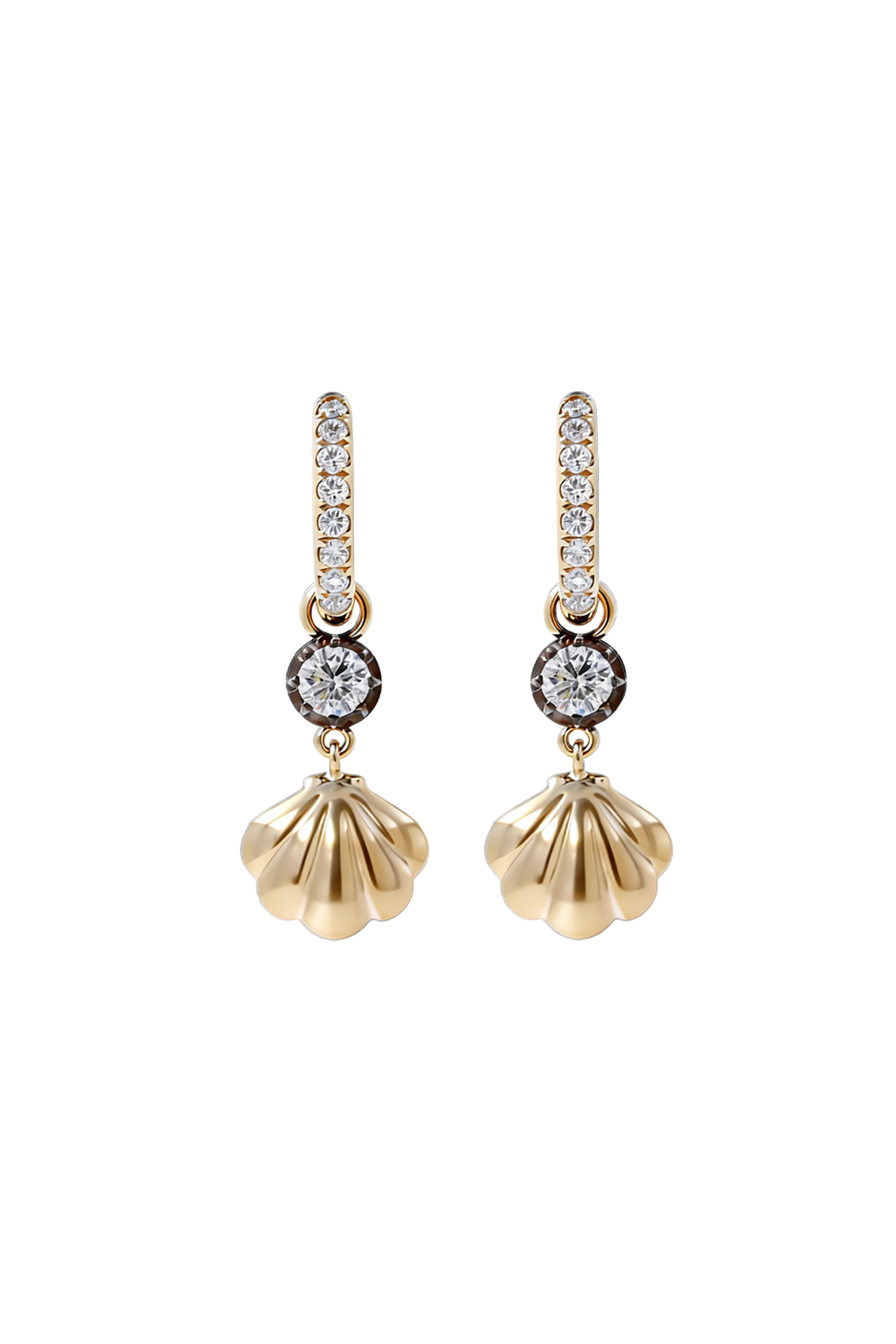 "Siren" Two-Tone Diamond Cockle Earrings