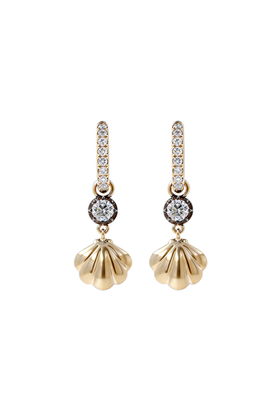 "Siren" Two-Tone Diamond Cockle Earrings