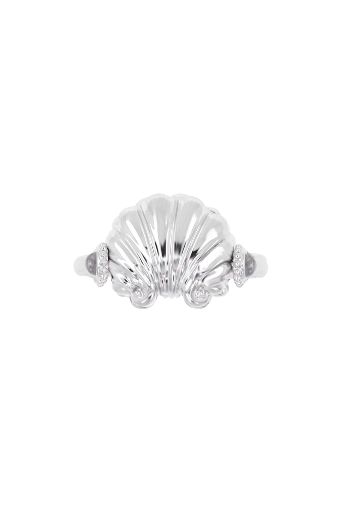 "Siren" Pavé Silver Scallop Duality Diamond Ring