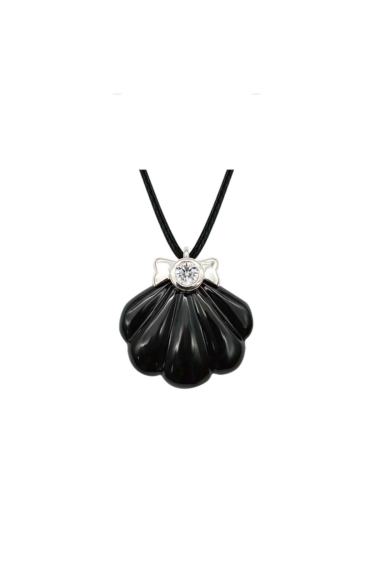 "Siren" Diamond Onyx Nautilus Silver Pendant