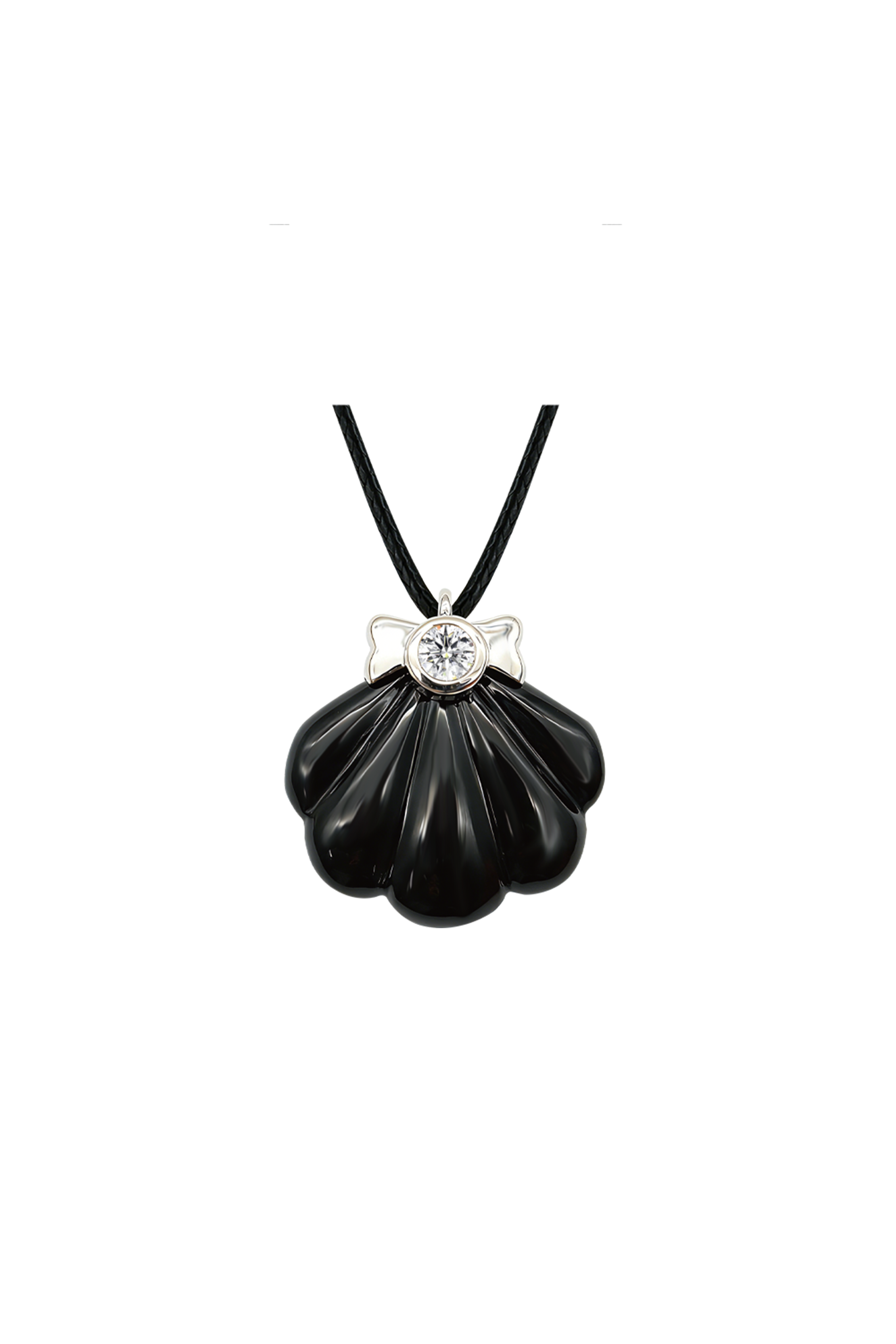"Siren" Diamond Onyx Nautilus Silver Pendant